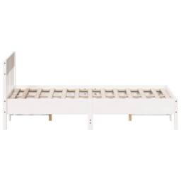 Berkfield Home Bed Frame Frame White 120x190 cm Small Double Solid Wood Pine - thumbnail 5