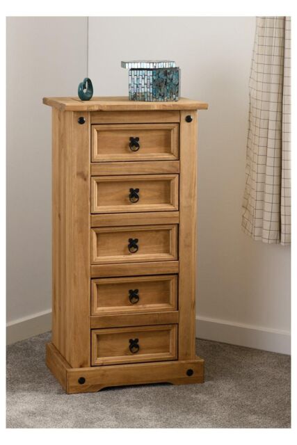 Seconique Corona 5 Drawer Narrow Chest in Natural - image 1