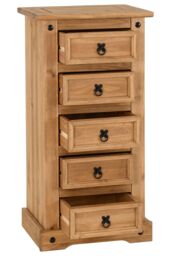 Seconique Corona 5 Drawer Narrow Chest in Natural - thumbnail 3
