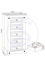 Seconique Corona 5 Drawer Narrow Chest in Natural - thumbnail 6