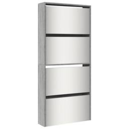 Berkfield Home Shoe Cabinet with Mirror 4-Layer Grey Sonoma 63x17x134 cm - Size: 63 x 17 x 134 cm - thumbnail 1