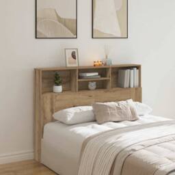Berkfield Home Headboard Cabinet Artisan Oak 140x19x103.5 cm in Brown - thumbnail 2