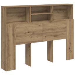 Berkfield Home Headboard Cabinet Artisan Oak 140x19x103.5 cm in Brown - thumbnail 1