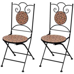Berkfield Home Folding Bistro Chairs 2 pcs Ceramic Terracotta in Brown - thumbnail 1
