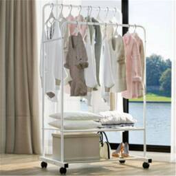 Kelvenix Heavy Duty Rolling Clothes Rail in White - thumbnail 4