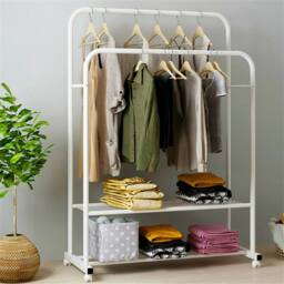 Kelvenix Heavy Duty Rolling Clothes Rail in White - thumbnail 5