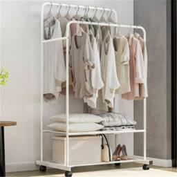 Kelvenix Heavy Duty Rolling Clothes Rail in White - thumbnail 3