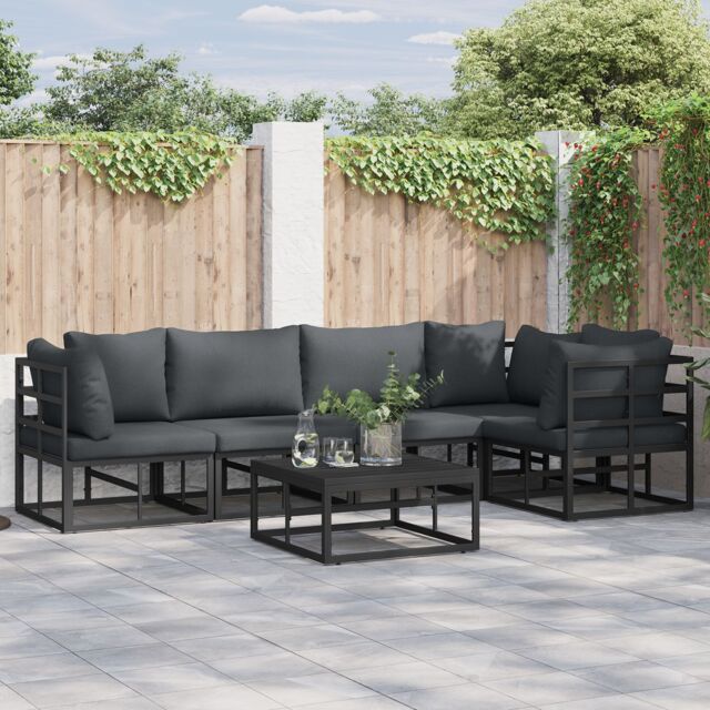 Berkfield Home Garden Sofa Set 6 pcs Black 70 x 70 x 32 cm Aluminium - image 1