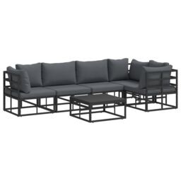 Berkfield Home Garden Sofa Set 6 pcs Black 70 x 70 x 32 cm Aluminium - thumbnail 2