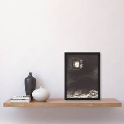 Artery8 Odilon Redon Framed Wall Art Print Glimmering Head Suspended in Grey - Size: A4 - thumbnail 2