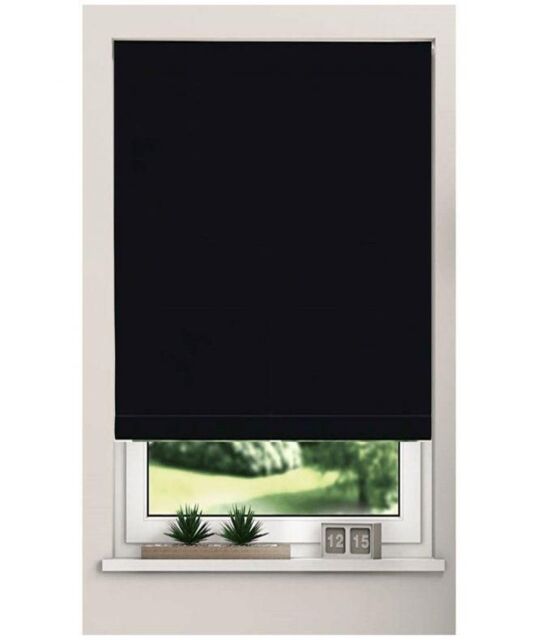 New Edge Blinds Thermal Blackout Roller Trimmable Blinds 165cm Drop in Black - Size: 240 cm width x 165 cm drop - image 1