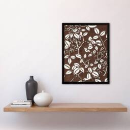 "Artery8 Tree Branch Leaf Pattern Retro Japan Framed Wall Art Print Bijutsukai in Brown - Size: W12"" x H16""" - thumbnail 4