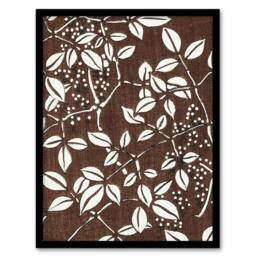 "Artery8 Tree Branch Leaf Pattern Retro Japan Framed Wall Art Print Bijutsukai in Brown - Size: W12"" x H16""" - thumbnail 1