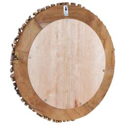 Berkfield Home Wall Mirror 60 cm Teak Round in Brown - thumbnail 4