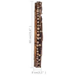 Berkfield Home Wall Mirror 60 cm Teak Round in Brown - thumbnail 6