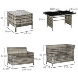 OUTSUNNY 6 PCs Patio wicker Sofa Set Rattan Chair Furniture, Orange - thumbnail 3