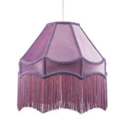 Happy Homewares Traditional Victorian Empire Soft Velvet Lamp Shade with Lengthy Tassels in Lilac - Size: 16 inches - thumbnail 2
