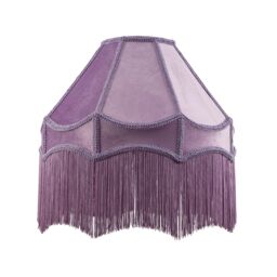 Happy Homewares Traditional Victorian Empire Soft Velvet Lamp Shade with Lengthy Tassels in Lilac - Size: 16 inches - thumbnail 1