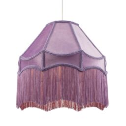 Happy Homewares Traditional Victorian Empire Soft Velvet Lamp Shade with Lengthy Tassels in Lilac - Size: 16 inches - thumbnail 5
