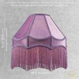 Happy Homewares Traditional Victorian Empire Soft Velvet Lamp Shade with Lengthy Tassels in Lilac - Size: 16 inches - thumbnail 7
