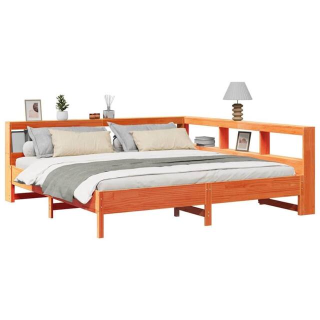 Berkfield Home Decorative Bookcase Bed without Mattress Wax Brown 200x200 cm Sol - image 1