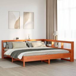 Berkfield Home Decorative Bookcase Bed without Mattress Wax Brown 200x200 cm Sol - thumbnail 2