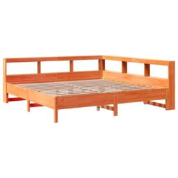 Berkfield Home Decorative Bookcase Bed without Mattress Wax Brown 200x200 cm Sol - thumbnail 4
