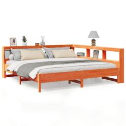 Berkfield Home Decorative Bookcase Bed without Mattress Wax Brown 200x200 cm Sol - thumbnail 3