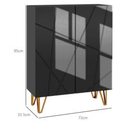 Wyld Haus Taco Mosa Slim High Gloss Black Shoe Cabinet Modern Geometric Design - thumbnail 2