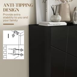 Wyld Haus Taco Mosa Slim High Gloss Black Shoe Cabinet Modern Geometric Design - thumbnail 7