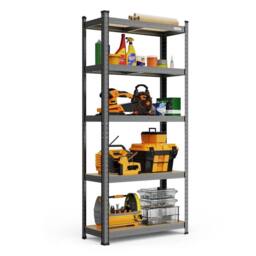 NESTLUNE 1.5m Garage Shelving Unit - VonHaus 5-Tier Heavy Duty in Grey - Size: 10000mm x 520mm - thumbnail 1