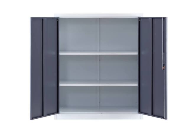 Moderna Metal Storage Cabinet, Lockable 2 Shelf for Office, Bedroom, or Kitchen in White - image 1