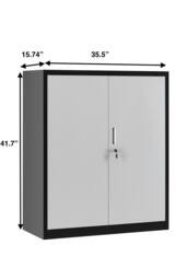 Moderna Metal Storage Cabinet, Lockable 2 Shelf for Office, Bedroom, or Kitchen in White - thumbnail 6