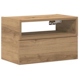 Berkfield Home Durable Wall-mounted Bedside Cabinet Artisan Oak 45x26x28.5 cm in Brown - thumbnail 3