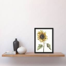 "Artery8 Sunflower Vintage Flower Painting Teyler Framed Wall Art Print in White - Size: W12"" x H16""" - thumbnail 4