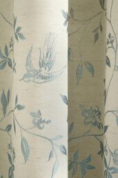 Curtina 'Bird Trail' Woven Jacquard Pair of Pencil Pleat Curtains in Duck Egg Blue - Size: 168 cm width x 137 cm drop - thumbnail 3
