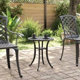 Berkfield Home Garden Table Black √ò48x53 cm Cast Aluminium - Size: 48x53 cm - thumbnail 3