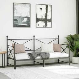 Berkfield Home Daybed with Trundle without Mattress Black 75x190 cm Steel - thumbnail 4