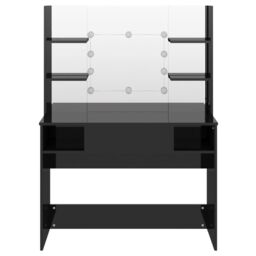 Berkfield Home Makeup Table with LED Lights 100x40x135 cm MDF Shining Black - Size: 100 x 40 x 135 cm - thumbnail 3