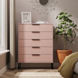 Ready Assembled 2 U Menai 5 Drawer Chest (Ready Assembled) in Dusty Pink - Size: Large - thumbnail 1
