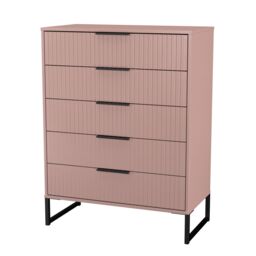 Ready Assembled 2 U Menai 5 Drawer Chest (Ready Assembled) in Dusty Pink - Size: Large - thumbnail 4