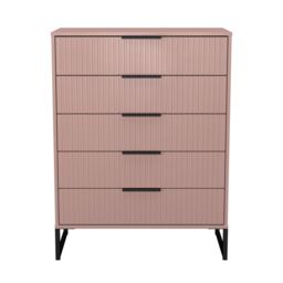 Ready Assembled 2 U Menai 5 Drawer Chest (Ready Assembled) in Dusty Pink - Size: Large - thumbnail 2