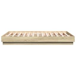 Berkfield Home Durable Bed Frame with LED without Mattress Sonoma Oak 120x190 cm in Light Tan - Size: Small Double - thumbnail 7