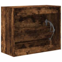 Berkfield Home Shoe Cabinet Smoked Oak 80x34x63 cm Engineered Wood in Brown - Size: 80 x 34 x 63 cm - thumbnail 7