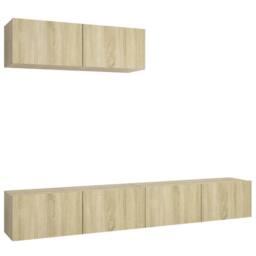 Berkfield Home TV Cabinets 3 pcs Sonoma Oak Engineered Wood in Light Tan - thumbnail 3