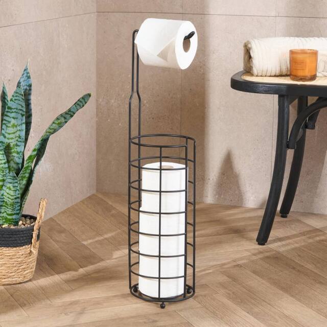 OHS Wire Toilet Roll Holder Freestanding Storage Rust Resistant Metal in Black - image 1