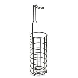 OHS Wire Toilet Roll Holder Freestanding Storage Rust Resistant Metal in Black - thumbnail 4