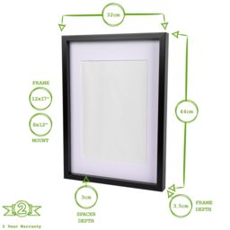 "Nicola Spring 3D Box Photo Frames with A4 Mounts - A3 (12"" x 17"") - White Mount - Pack of 5 in Black" - thumbnail 4