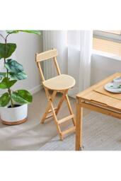 Living and Home Bamboo Folding Bar Stool Counter Height Dining Chair in Natural