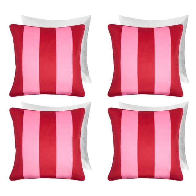 OHS 4 Pack Stripe Filled Cushion Covers Home Decor Set in Pink - Size: 45 cm x 45 cm - image 1